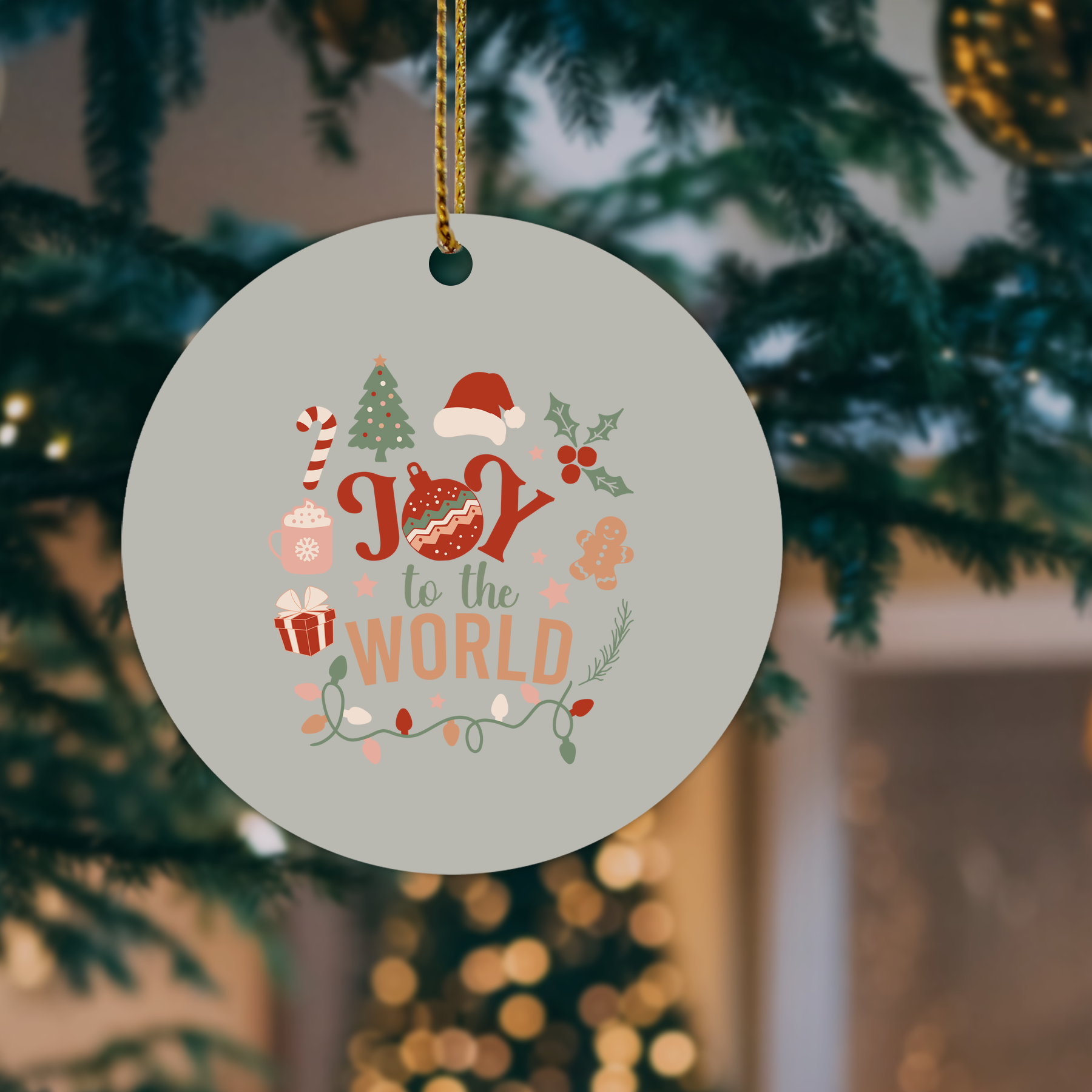 Circle Ornament - Christmas Ornament Joy To The World