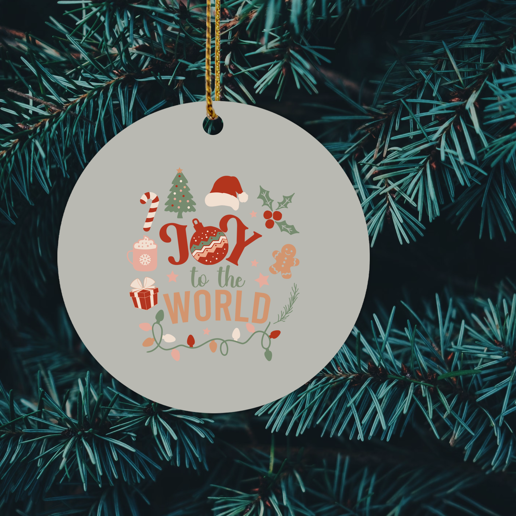 Circle Ornament - Christmas Ornament Joy To The World