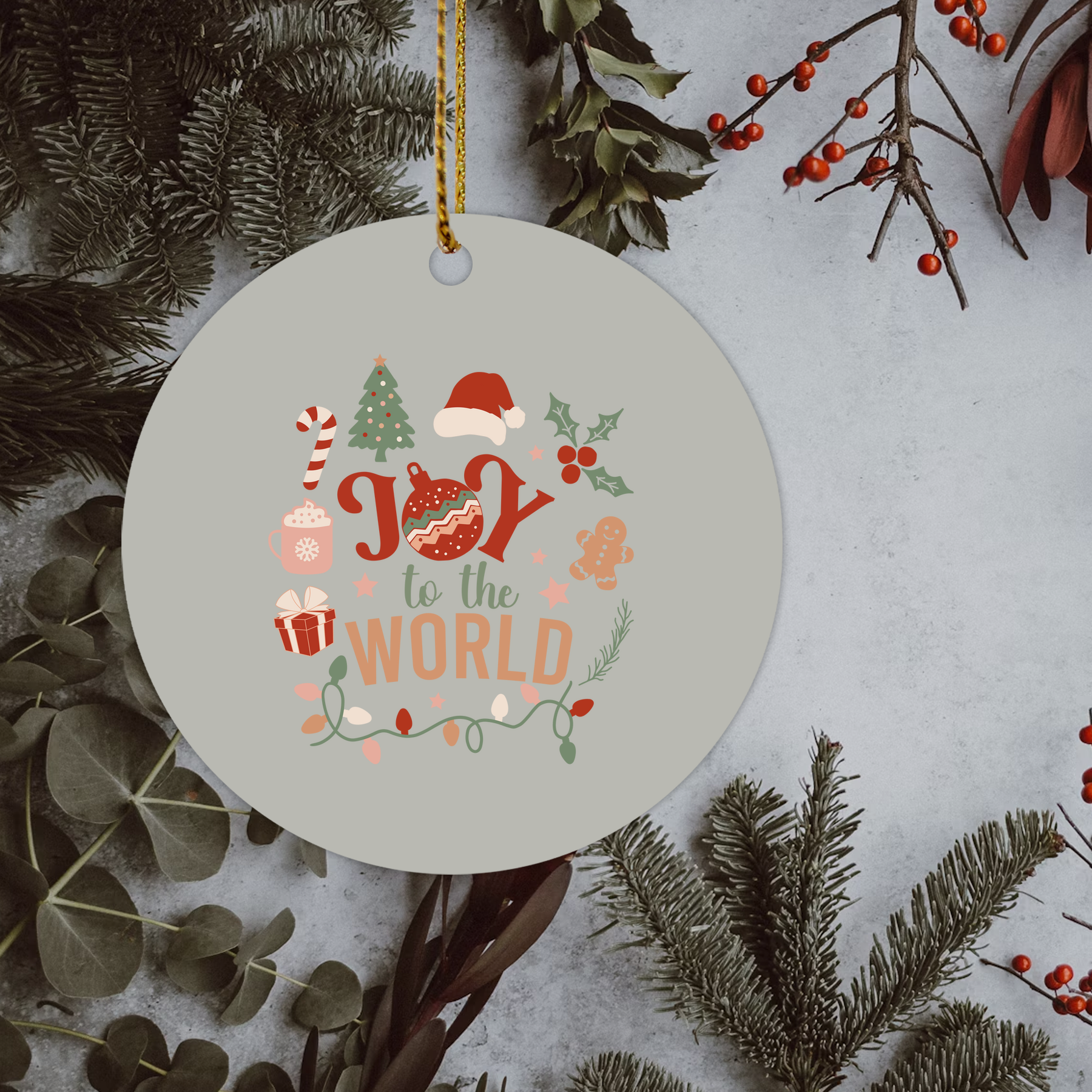Circle Ornament - Christmas Ornament Joy To The World