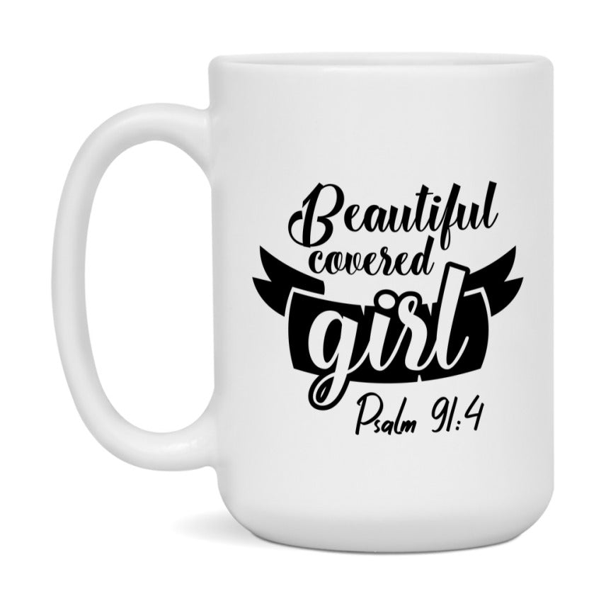 Beautiful Covered Girl Psalm 91:4 Mug