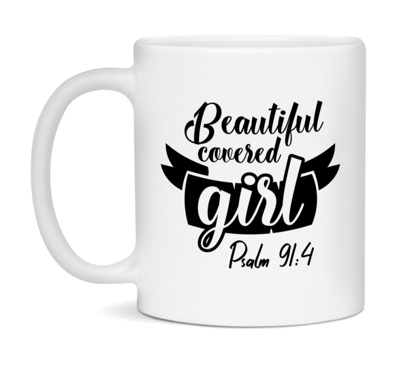 Beautiful Covered Girl Psalm 91:4 Mug