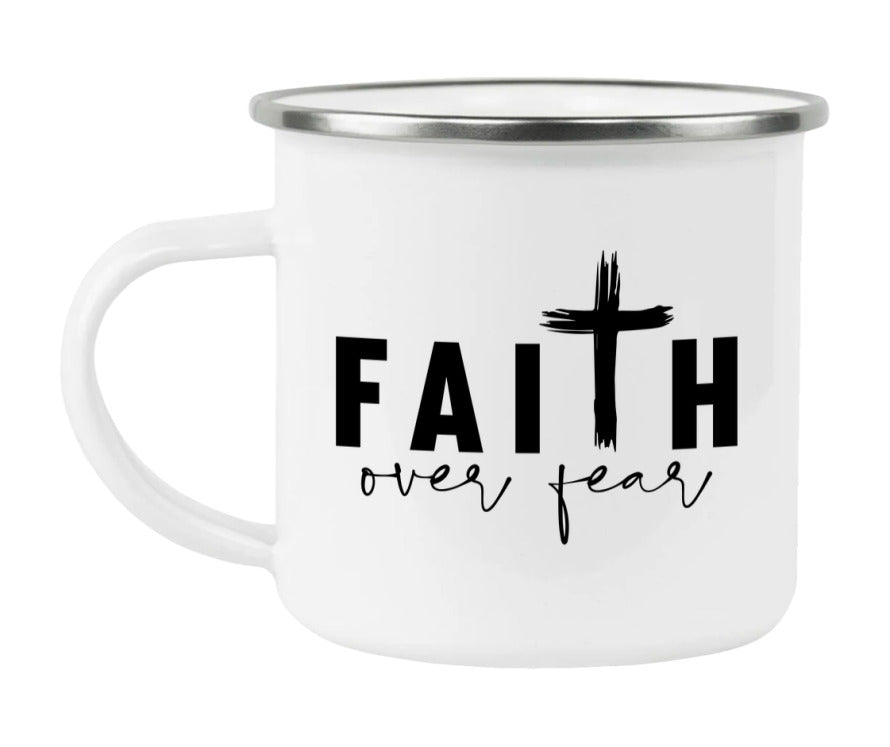 Faith Over Fear Enamel Camping Mug