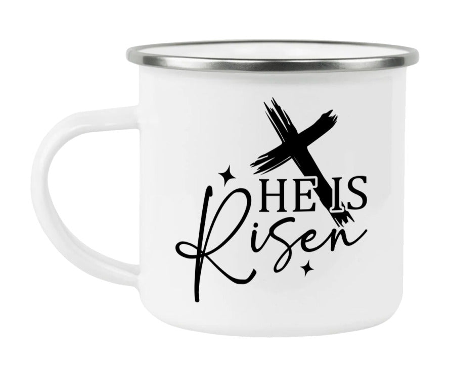 He Is Risen Enamel Camping Mug