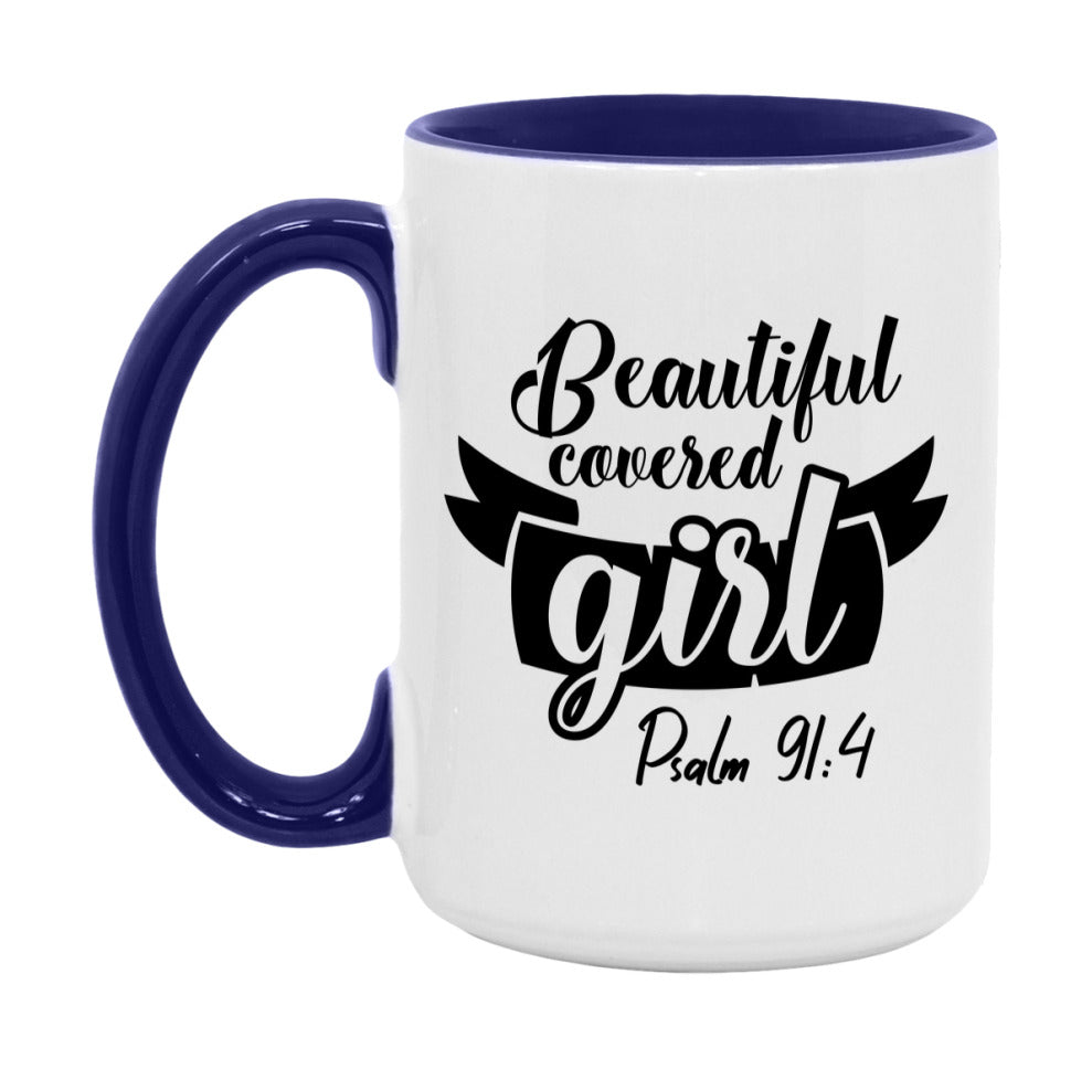 Beautiful Covered Girl Psalm 91:4 Mug